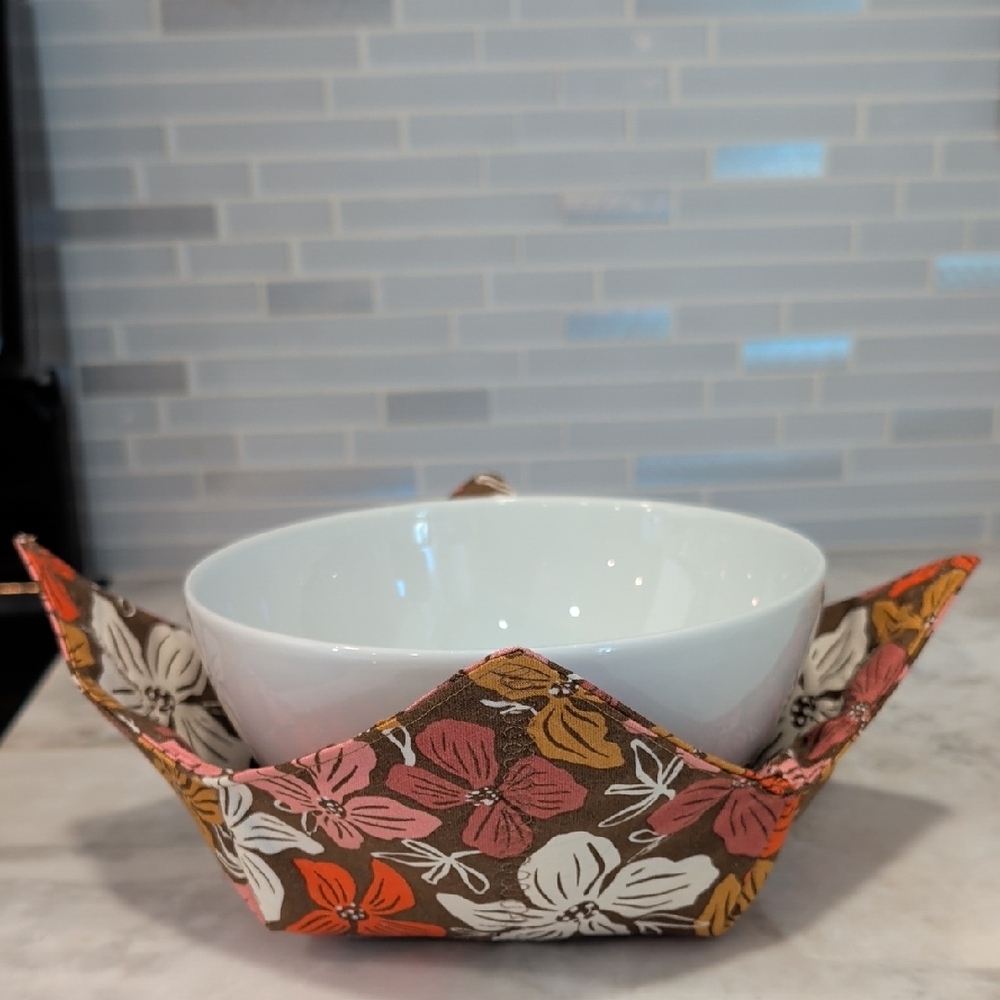 Floral Bowl Cozy | Microwave Safe Soup Holder | Handmade Gift